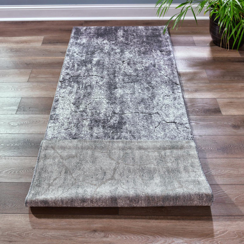 Tapis gris tissé à la machine Poche, Tapis de couloir 2 pi 8 po x 8 pi 1 po
