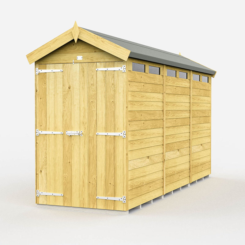 4ft x 12ft Apex Security Shed - Double Door