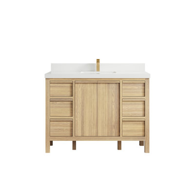 Chêne blanc Elizabeth X P 22 po D Meuble-lavabo simple avec 2 po Quartz blanc