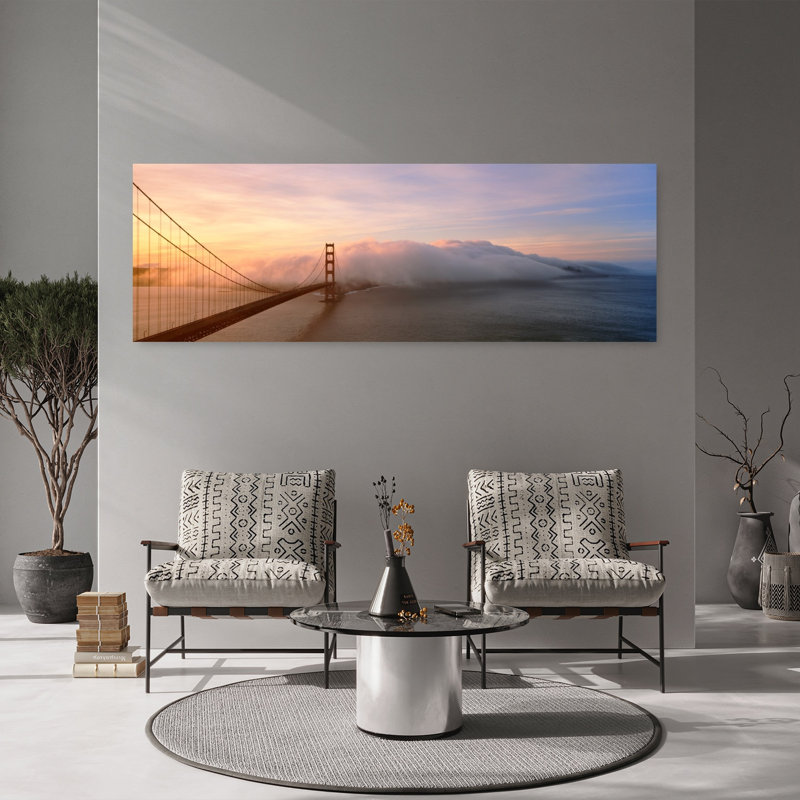 Golden Gate Bridge and Fog, San Francisco, Californie, art dramatique abstrait coloré, H 20 po x l 60 po