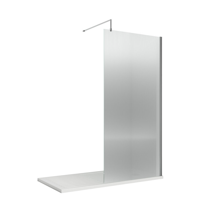185mm H Semi-Frameless Wet Room Glass Screens with Glass, 185cm H x 90cm W x 34cm D