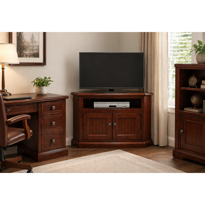 Berkhamstead Unfinished Corner TV Stand for TVs up to 48", Concord Cherry