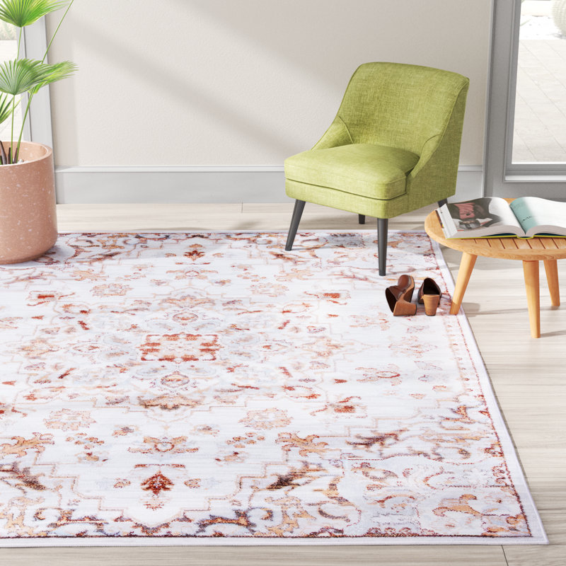 Sonia Oriental Beige/Grey Red Area Rug, Rectangle 8' x 10'