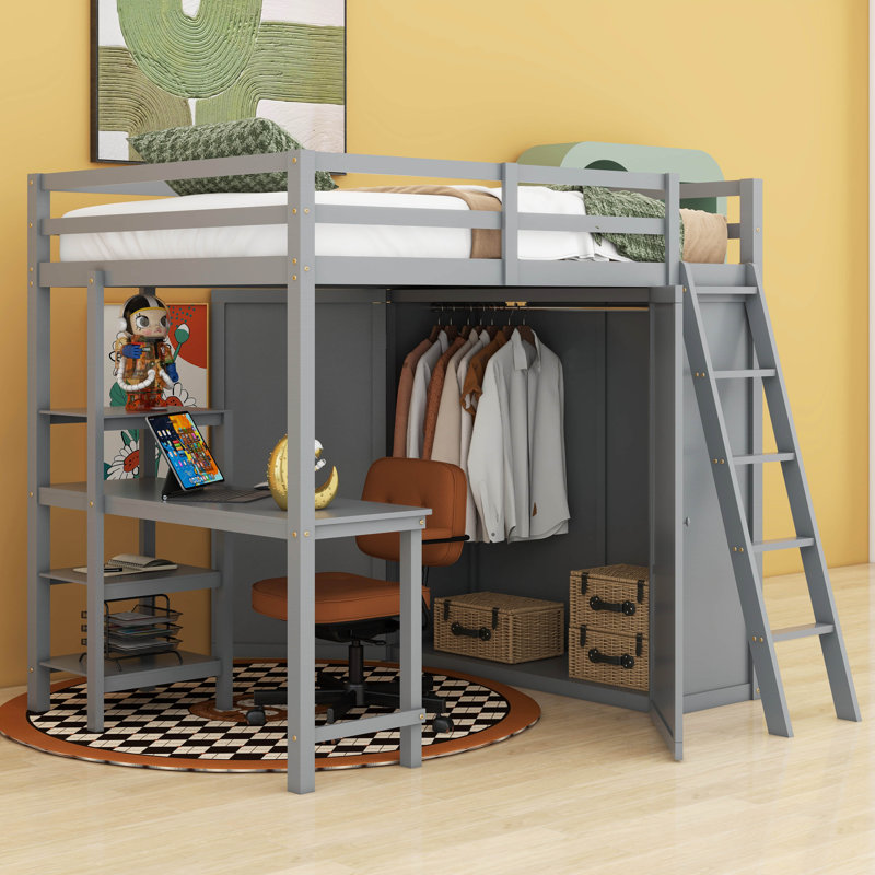 Lit mezzanine avec armoire et bureau Hammersley