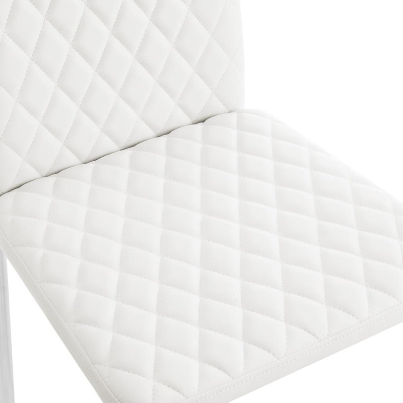 Dannah 48cm H Upholstered Upholstered Back Side Chair, 6, White, Chrome