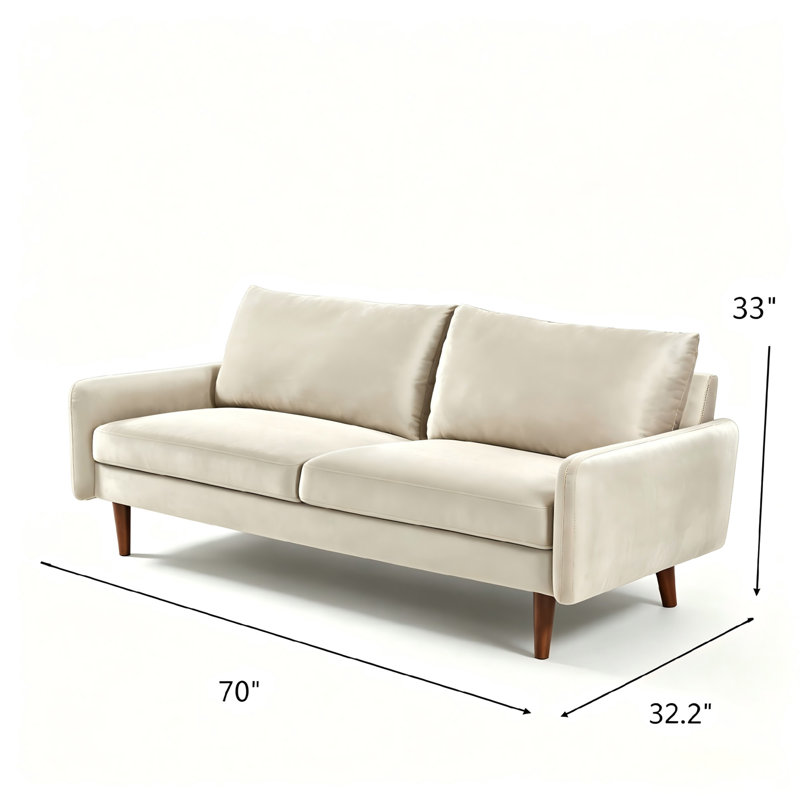 Canapé Kent moderne en velours, Polyester ivoire