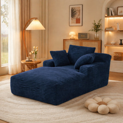 Oversized Chaise Lounge Chair Indoor, Corduroy Upholstered Modern Sofa Couch,No Assembly Required,Comfy Sleeper Sofa for Living Room,Office