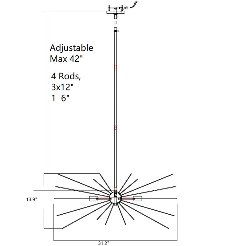 Lustre sphérique Spoutnik à 4 lumières Baskett, Nickel