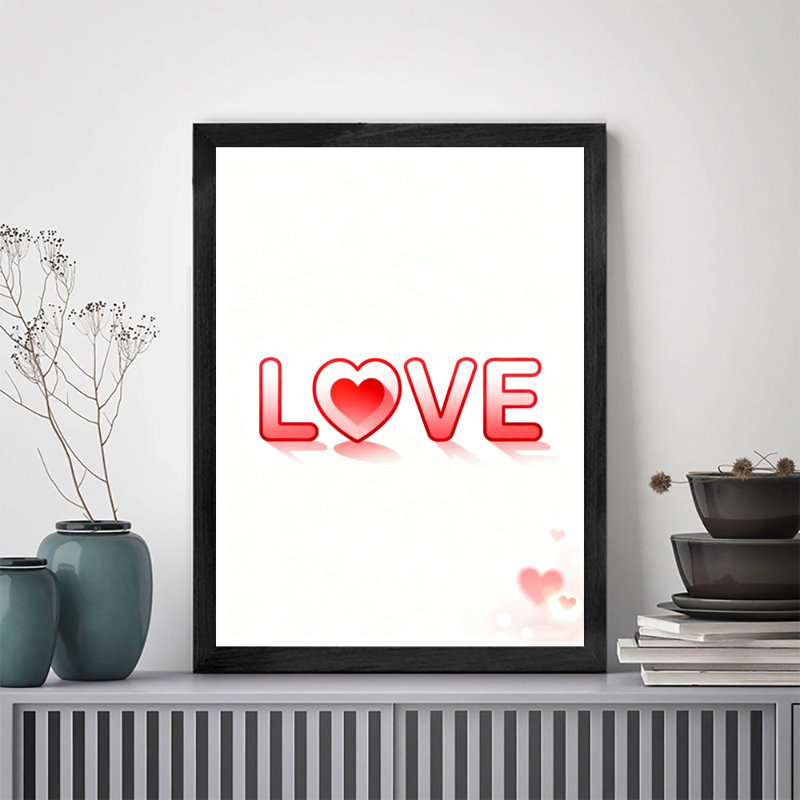 Reproduction d'art encadrée noire rétro pleine d'amour, H 11 po x l 9 po