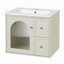 Ensemble de meuble-lavabo mural 24 po pour petit espace, armoire de salle de bain avec lavabo en céramique, 2 tiroirs et 1 porte à fermeture en douceur-130575692