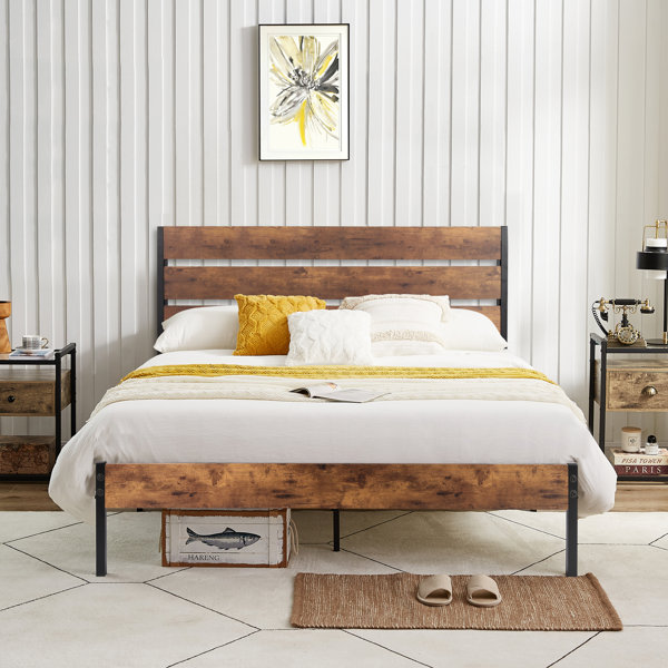 Williston Forge Bed Frame with Wooden Headboard and Footboard & Reviews ...