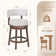 Swivel Upholstered  Counter Bar Stool with Solid Wood Frame