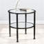 Table de bout ronde avec plateau en verre trempé et tablette fixe, table d'appoint minimaliste pour le salon, la chambre à coucher ou le bureau