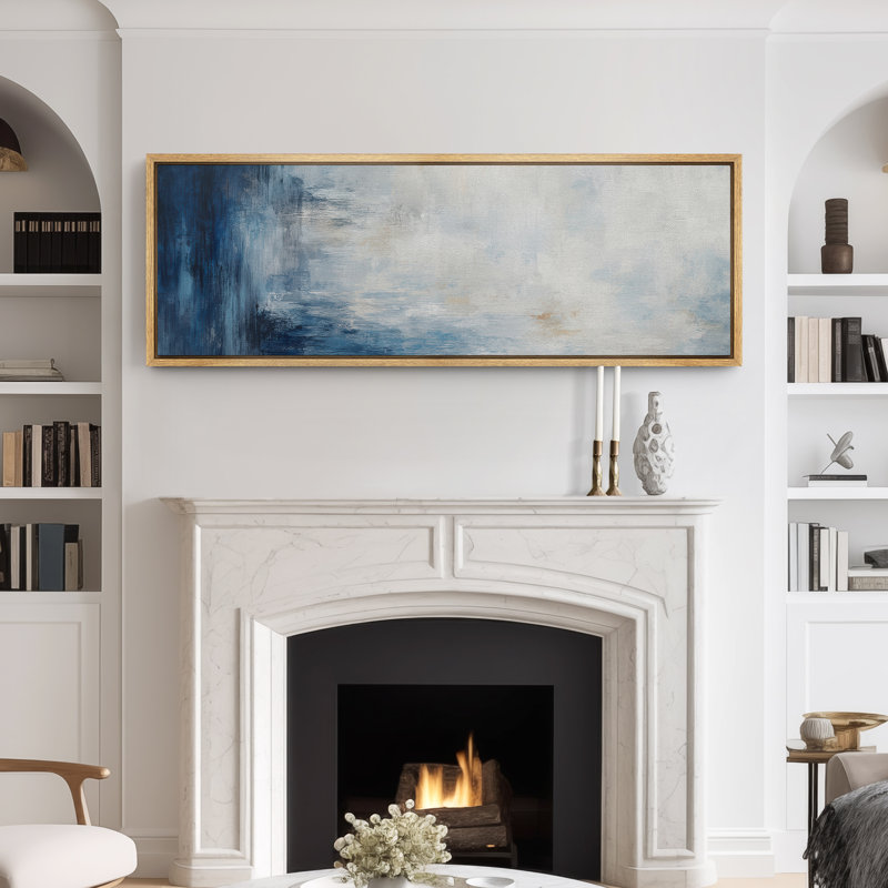 Grande impression sur toile encadrée, reproduction abstraite neutre pour décoration intérieure moderne, H 20 po x l 60 po