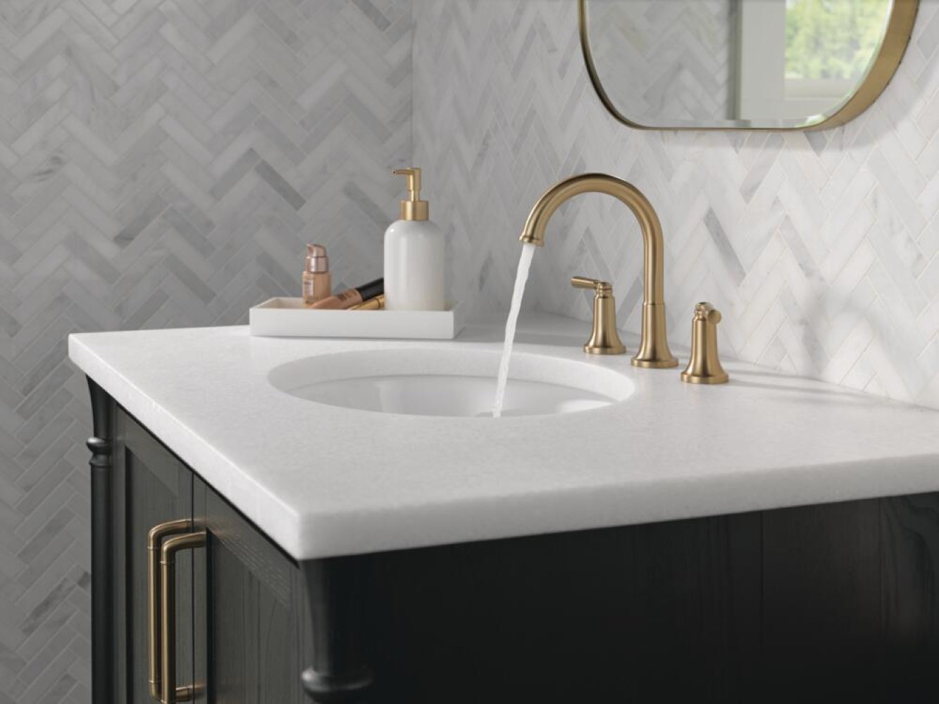 Saylor™ Widespread Bathroom Faucet with Drain, Champagne Bronze