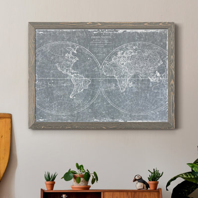 " Galvanized World Map " Graphic Art Print