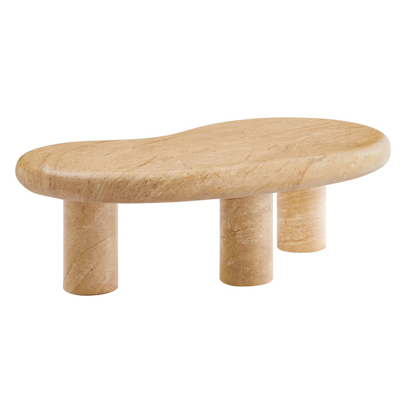 Table basse d'extérieur texturée en travertin Elowen
