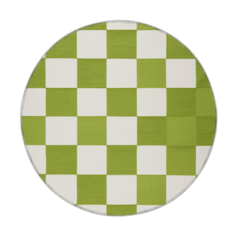 Tapis d'intérieur et d'extérieur à carreaux beige, Rond 5 pi