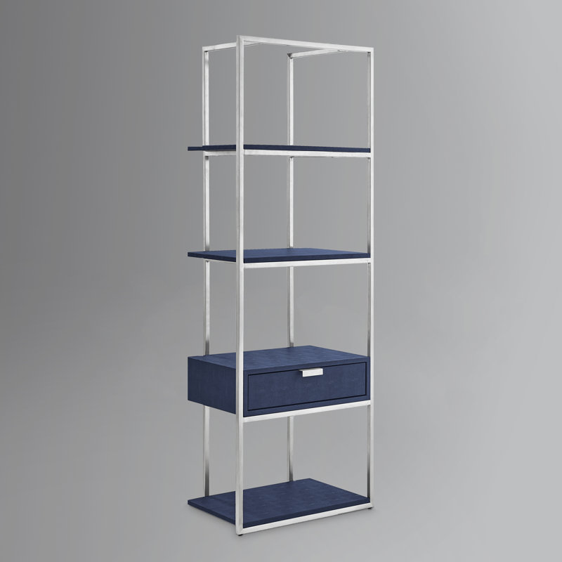 Bibliothèque Yadira, Bleu marine / chrome