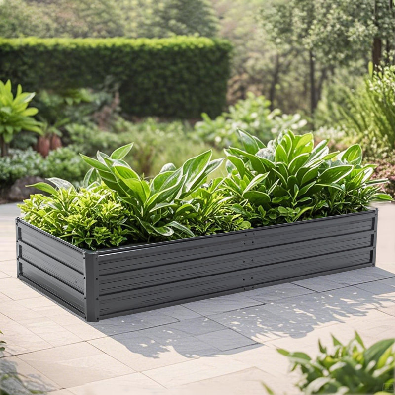 Jardinières en métal pour l'extérieur, H 13,4 po x l 74,6 po x P 35,4 po