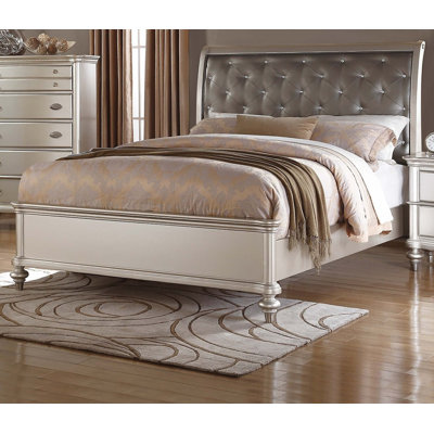 Structure de lit luxueuse en similicuir avec tête de lit grand format 1pc