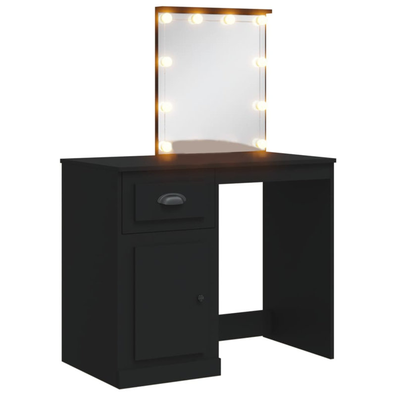 Dressing Table with Mirror, Black
