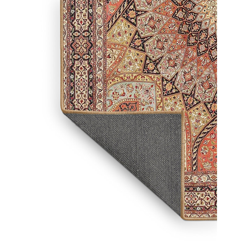 Tapis traditionnel brun / rouge Delmar, Rectangle 4 pi x 6 pi