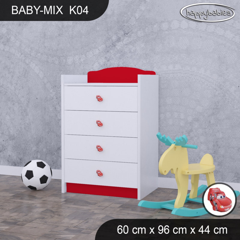 Baby Mix Kids 4 - Drawer Dresser, Red