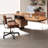 Nut-brown+Black+Clear Curved Solid Wood+Iron+Acrylic desks-107506938
