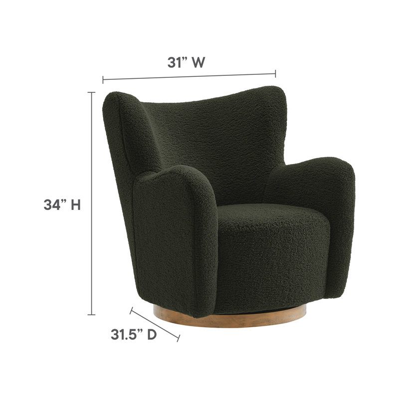 Fauteuil d'appoint pivotant en sherpa à oreilles Montrose, Mélange de polyester fougère