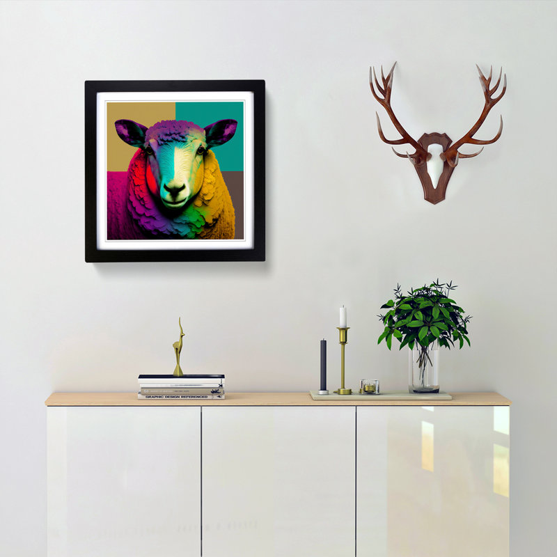 Sheep Pop - Framed Print, Black