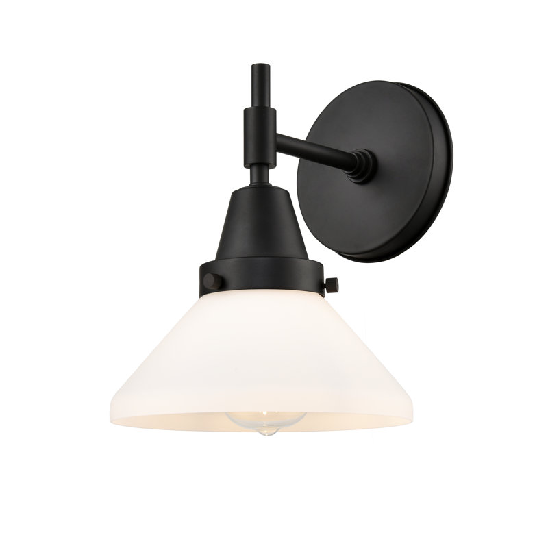 Applique murale à bras en acier 1 lumière Amede, Noir mat, Beige
