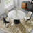  5-Pieces Modern Dining Room Sets (47" Round Dining Table + 4 Chairs) Pre-Assembly, Sintered Stone Tabletop Kitchen Dining Table Set with PU Upholstered Chairs