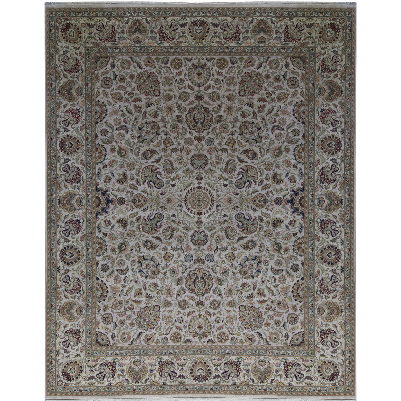 Tapis ivoire et beige noué à la main de haute qualité