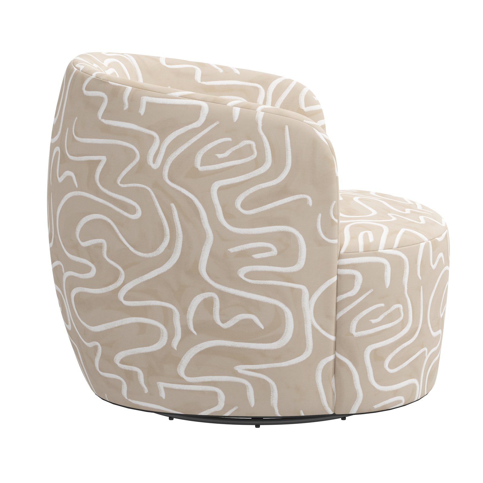 Mina Swivel Barrel Chair, Evelyn Natural Asbtract