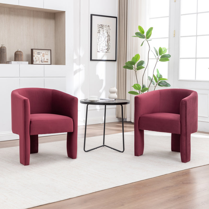 29.13'' H Velvet Curved Dining Chair, Red