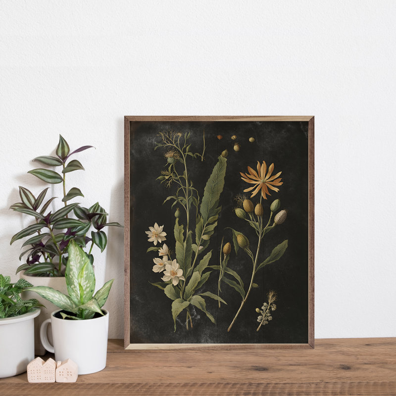 Imprimé floral rétro crème noir, H 20 po x l 16 po