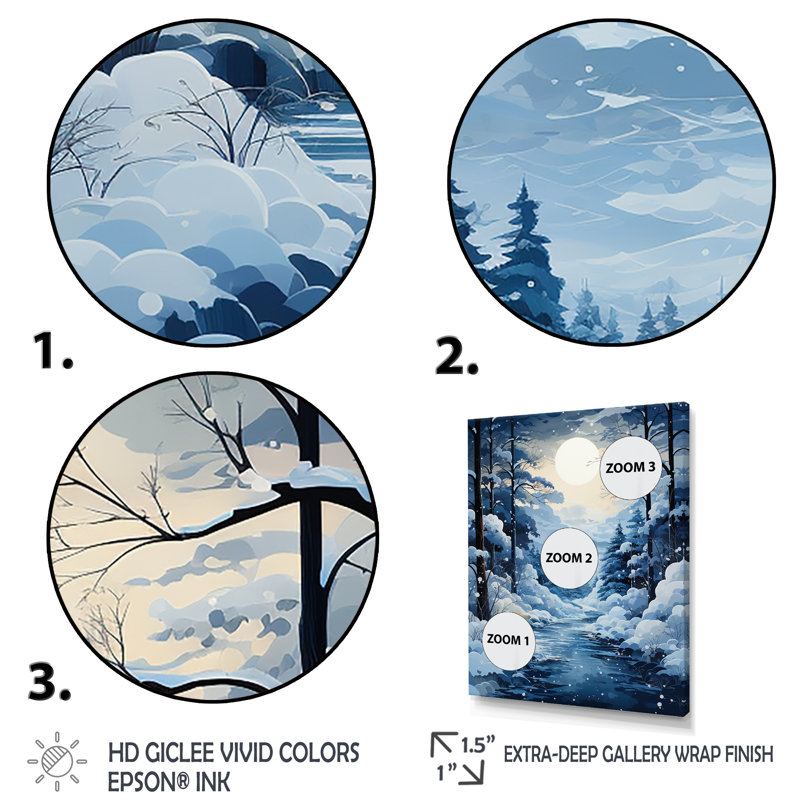 «White Path To The Winter I», art mural forêt, Cadre simple blanc, H 40 po x l 30 po x P 1,5 po