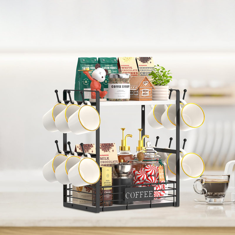 Multi-Functional 2 Tier Mug Tree Rack, White