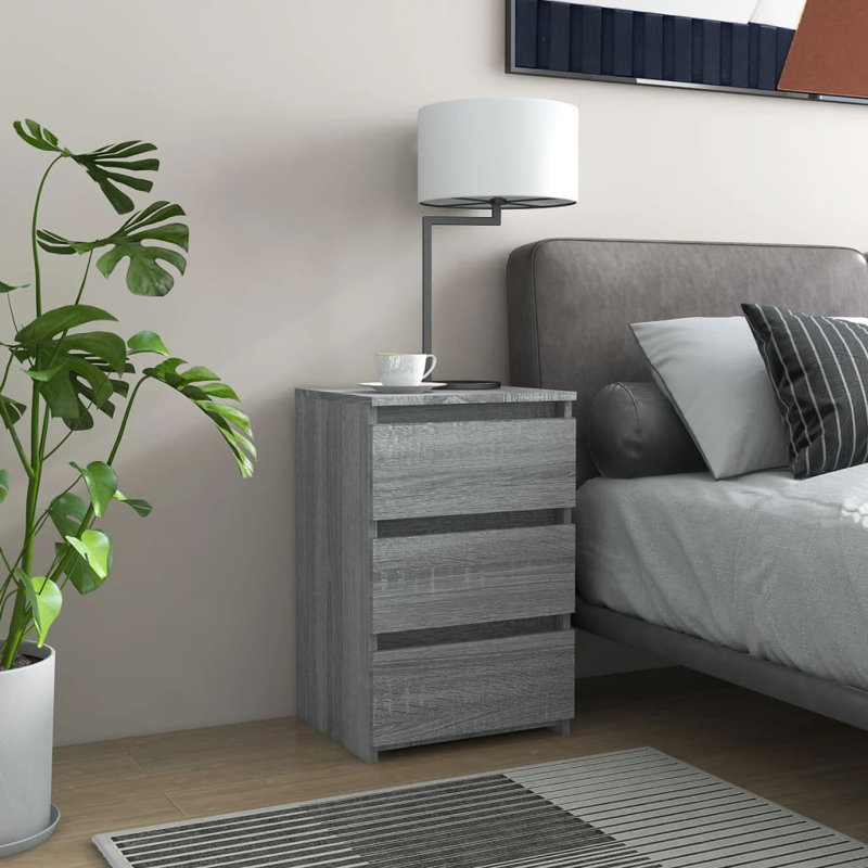 Cowlic Bed Cabinet 40x35x62.5 cm Engineered Wood, Grey Sonoma, 1