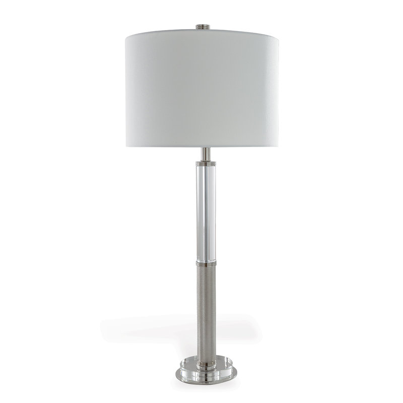 Reynolds Crystal Lamp, Clear/Nickel, Off White
