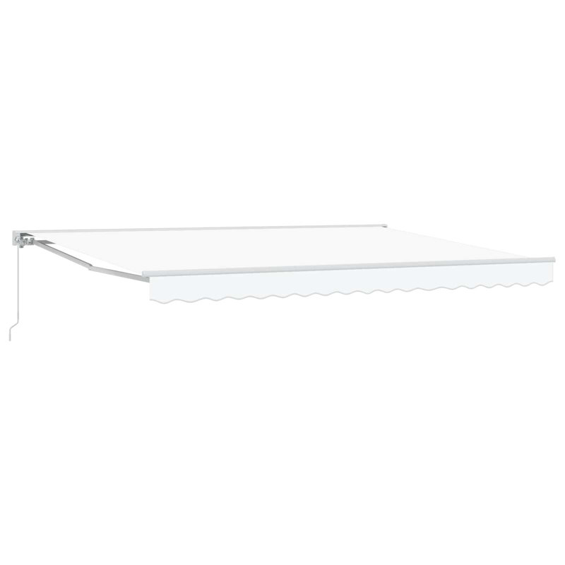 VidaXL Polyester Cover Retractable Patio Awning, White/White, 400cm W x 300cm D, No Pattern