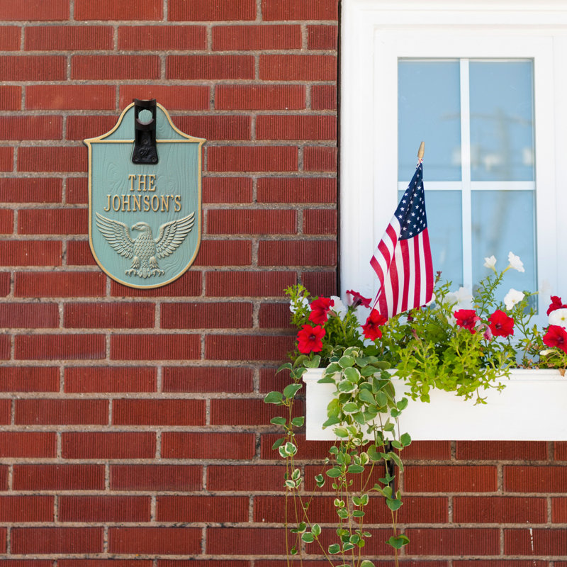 Eagle Flagpole Holder Plaque, Standard Wall 2-line