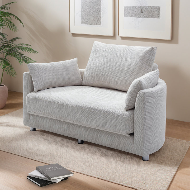 Fauteuil demi-tonneau d'appoint convertible surdimensionné de 55 po de largeur, Polyester beige