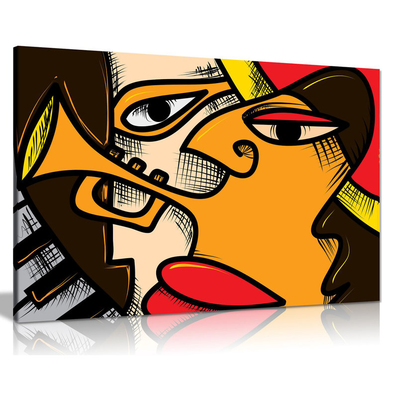 Jazz Art Music Cubism - Wrapped Canvas Print, 20cm H x 31cm W
