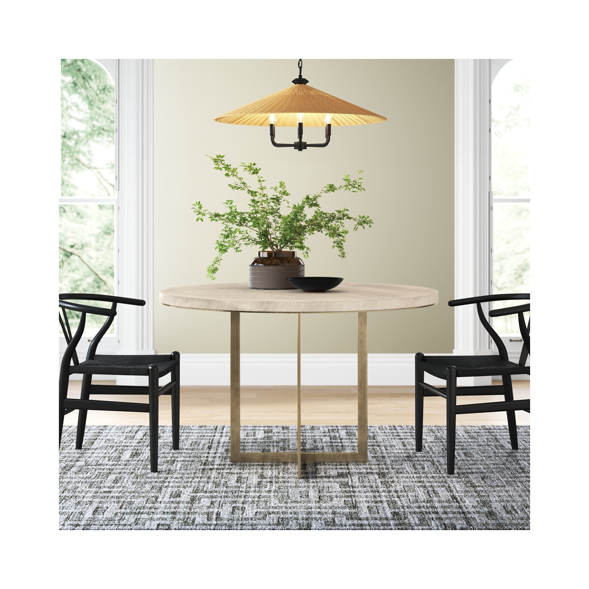 Tulane 48'' Round Dining Table, Beige, Gold