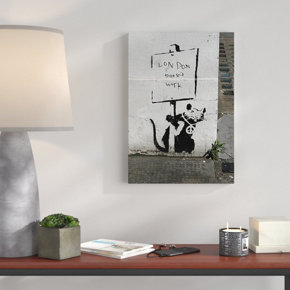 Rat Graffiti by Banksy - Wrapped Canvas