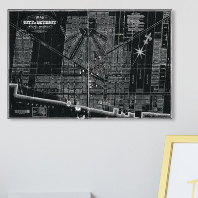 « détroit map 1835 », impression sur toile