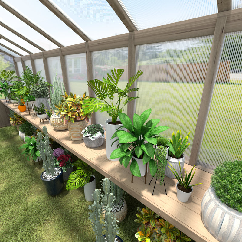 Wooden Commodity Shelf Multiple Sizes Suitable For Wooden Greenhouse, Wood Greenhouse Workstation