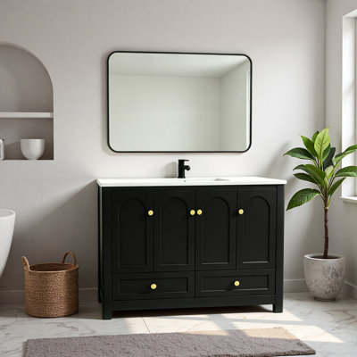 Bathroom Vanity with Resin sink Combo, Abundant Storage Cabinet -4 Soft close doors and 2 drawers,Sturdy Structure